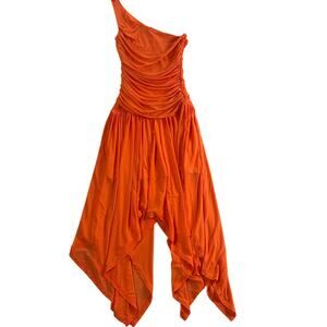 Bar III One Shoulder Handkerchief Hem Midi Dress - Size S